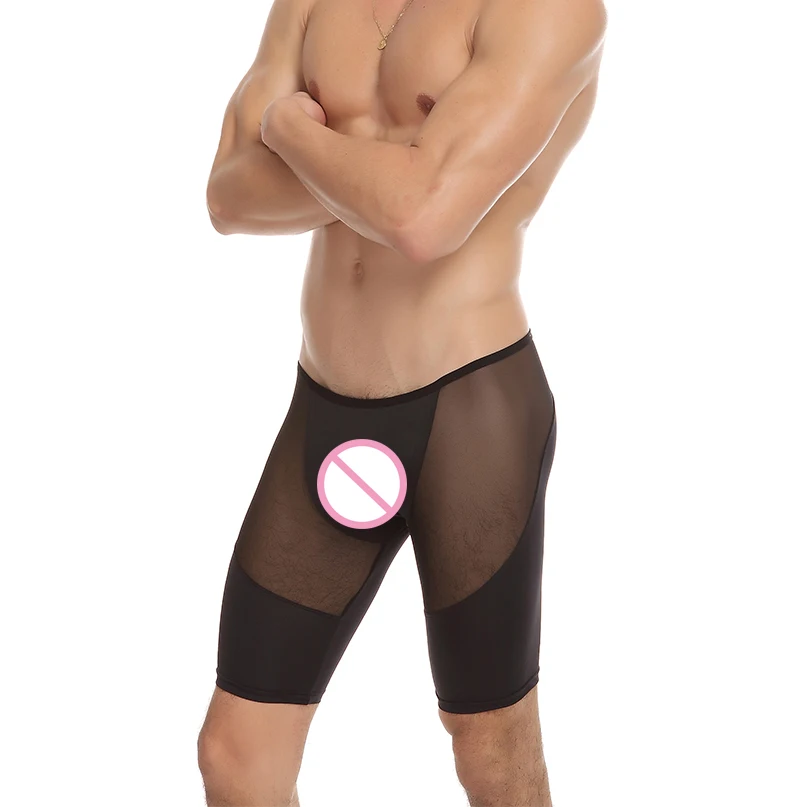 Соблазнительные мужские прозрачные шорты с сеточкой супертонкие летние дышащие