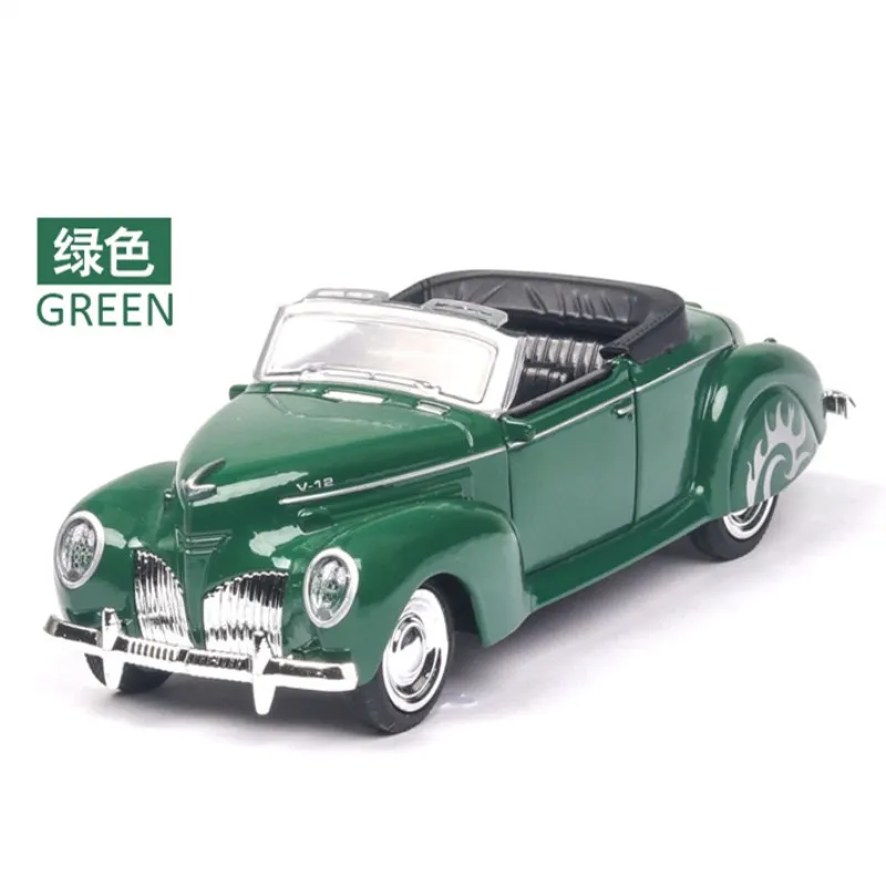 

1: 38 Lincoln Convertible Classic Car With Sound And Light Simulation Alloy Children's Toy Model Boy's Birthday Gift Green car