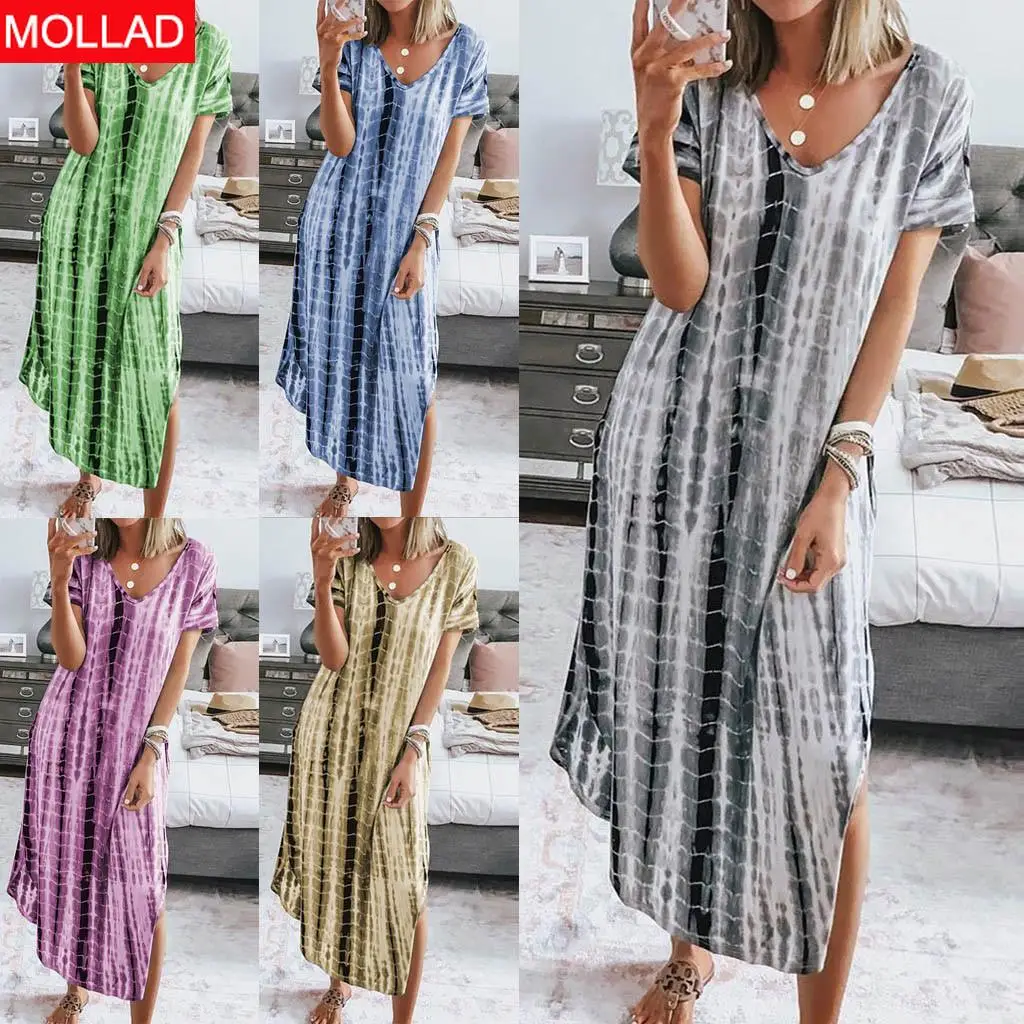 

Новинка лета 2021, женская одежда в европейском и американском стиле, свободное приталенное асимметричное платье большого размера с принтом, ...