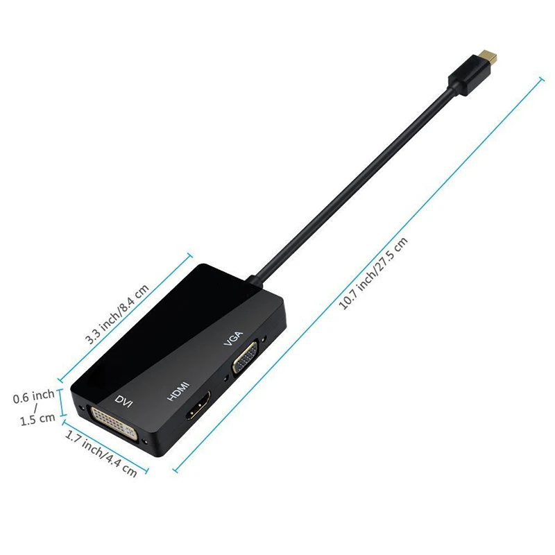 Мини DP до 1080P HDMI DVI VGA адаптер 3 в 1 концентратор Mini DisplayPort видео конвертер кабель для