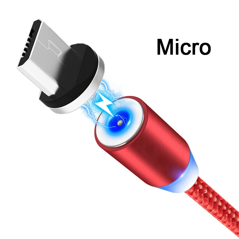 Micro Red Универсальный Магнитный кабель для Xiaomi huawei всех телефонов Micro Jack хорошего качества 3A провод для быстрого заряда основной кабель Поддержка OTG - Цвет: Micro Red