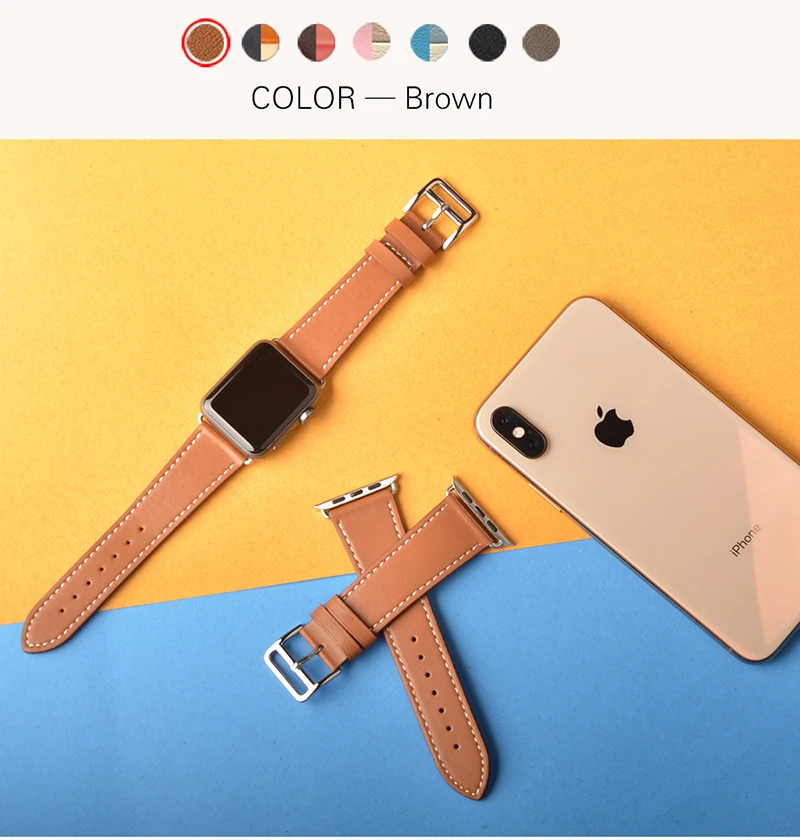 Kebitt кожаные мужские и женские одноканальные ремешки для Apple Watch серии 5 4 1 2 3 три цвета iwatch двойной ремешок 38 40 мм 42 44 мм