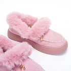 Женские теплые ботинки на меху, однотонные ботинки на плоской подошве, с хлопковой подкладкой, Повседневная зимняя обувь, 2020