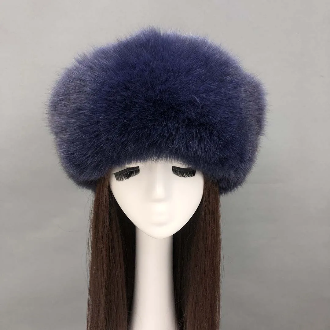 

Winter Fox Fur Mongolian Hat Natural Unisex Hat Fashion Style Female Cap
