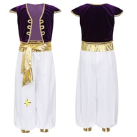 kids boys arabian prince costume waistcoat pants outfit set for halloween cosplay fairy party masquerade performance dress up
