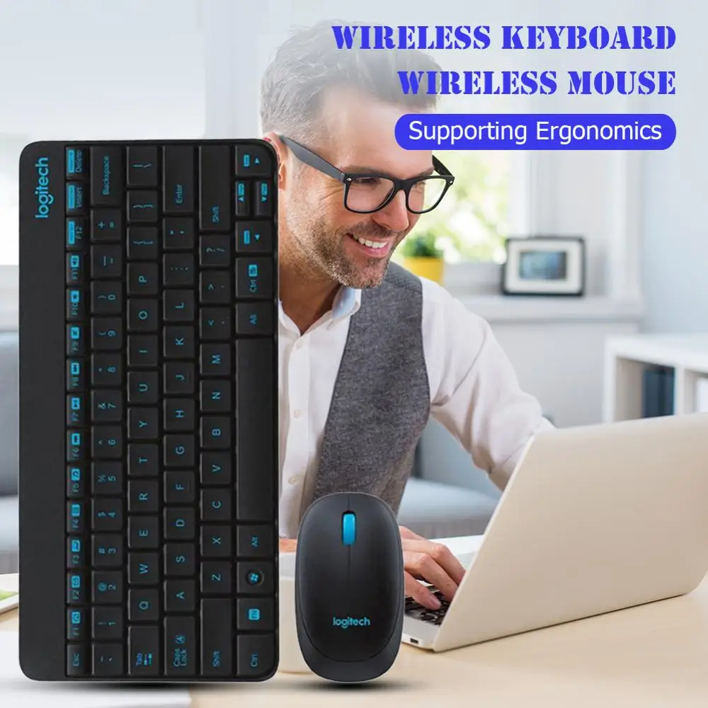 Беспроводная мини клавиатура Logitech MK245 USB Nano 1000 DPI эргономичная мышь набор для дома