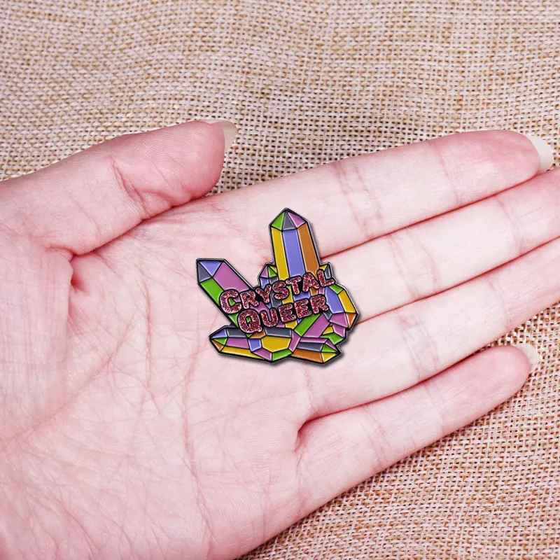 С украшением в виде кристаллов брошь ЛГБТ пастель с блестками Радуга Pin гордость