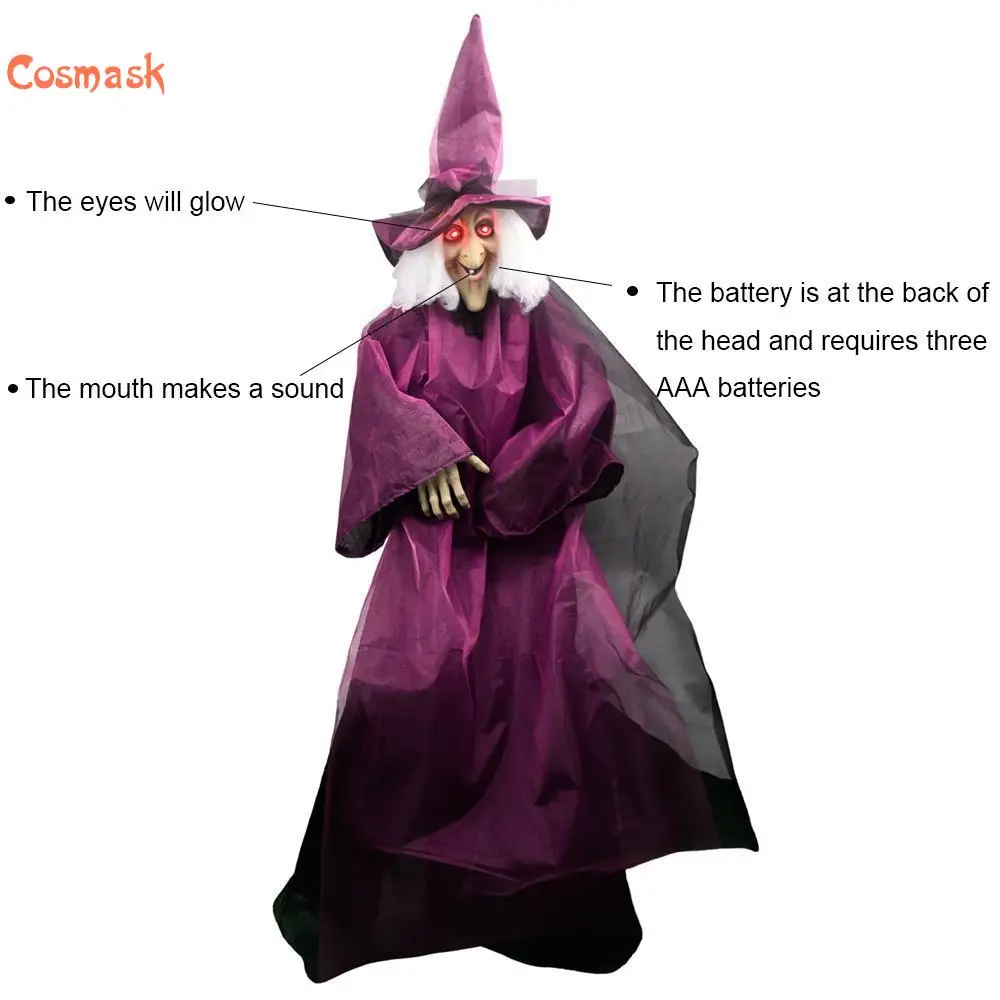 Cosmask Хэллоуин Зомби ведьма висит призрак головы страшные Светодиодные глаза