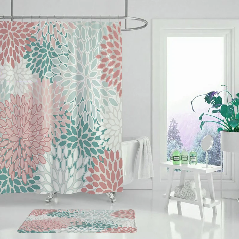 Занавеска для душа водонепроницаемая тканевая шторка из полиэстера ванной