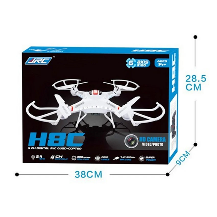 JJRC H8C аэрофотосъемка пульт дистанционного управления Вертолет 2MP HD камера 6 осевой гироскоп 360 градусов Поворотный Светодиодный светильник Дрон ZLRC