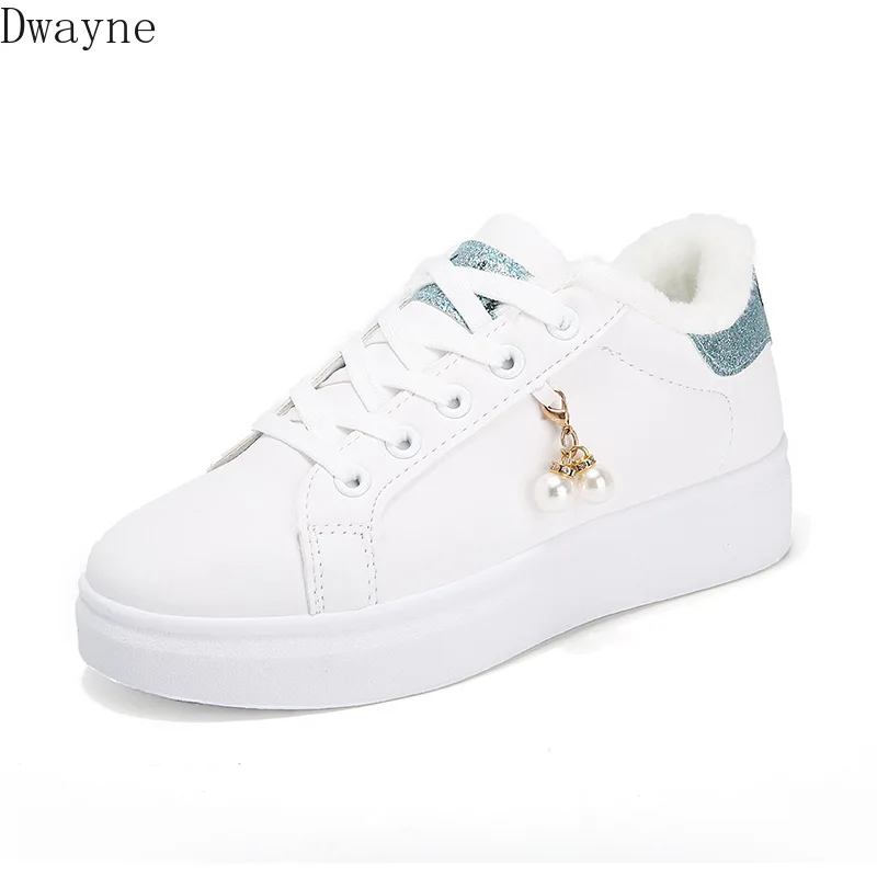 Зимняя хлопковая обувь белые кроссовки с бархатной подкладкой повседневная для