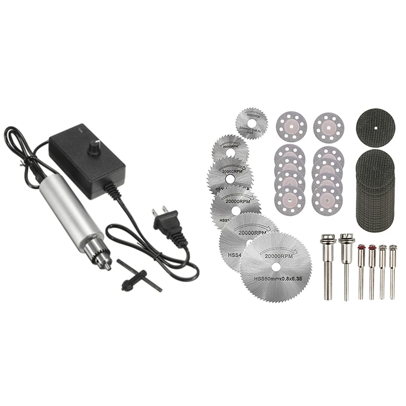 

36PCS Rotary Cutting Wheels Tool Kit, Mini Diamond Cutting Wheel with Us Plug Dc 6V-24V Mini Electric Hand Drill 385 Dc Motor wi