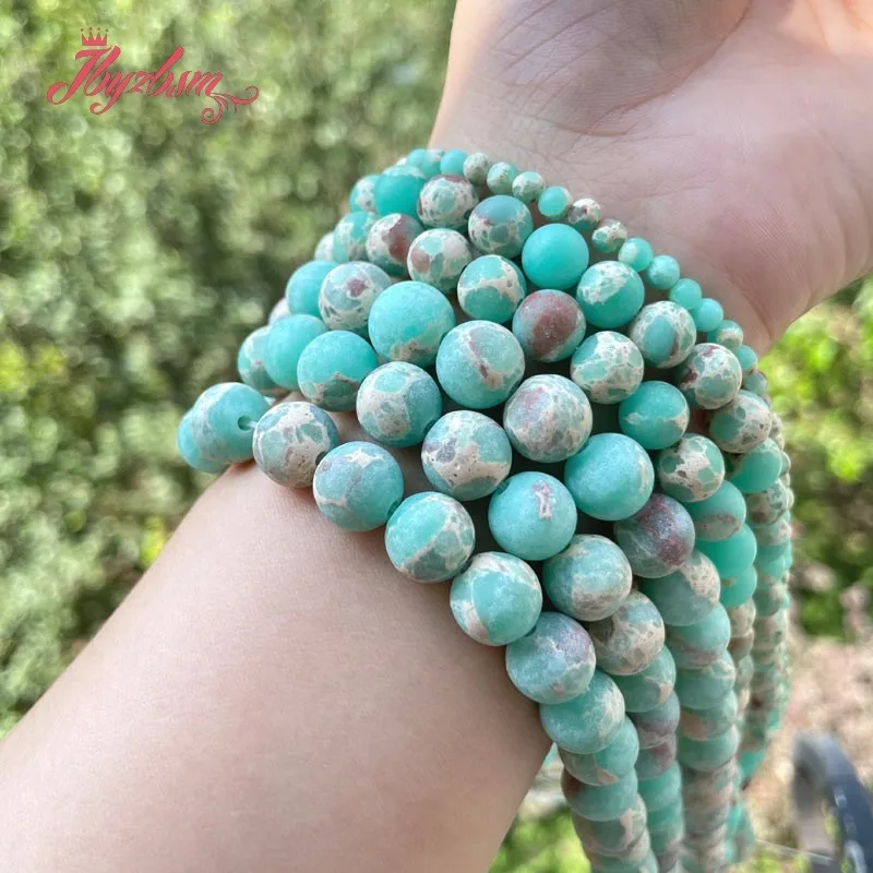 

Round Lake Sea Sediment Frost Blue Loose Spacer Stone Beads 4/6/8/10mm For Jewelry Making DIY Necklace Bracelet Strand 15