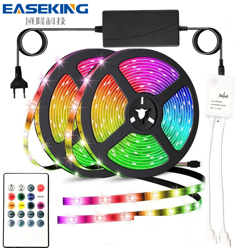 LED Strip Light Smart LED Lights 5050 RGB Tape Music LED Strip 5M 10M 15M 12V 24V Color Changing Flexible Ribbon Tape Diode