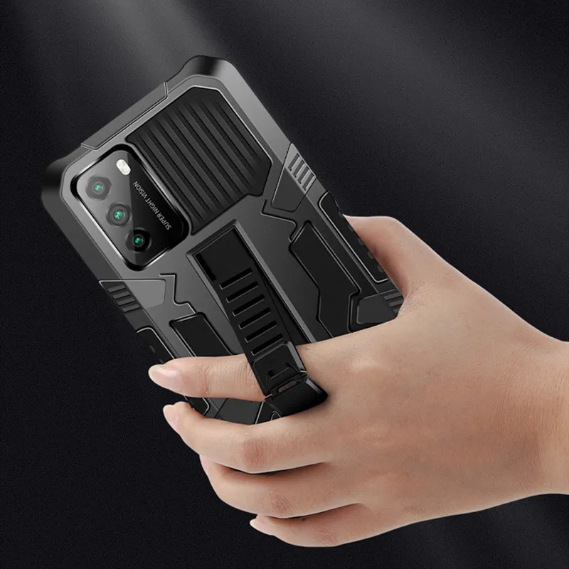 

Shockproof Protective Case For Poco X3 X3 NFC X3Pro Strong Anti-Fall Armor Bracket Phone Case For Poco M3