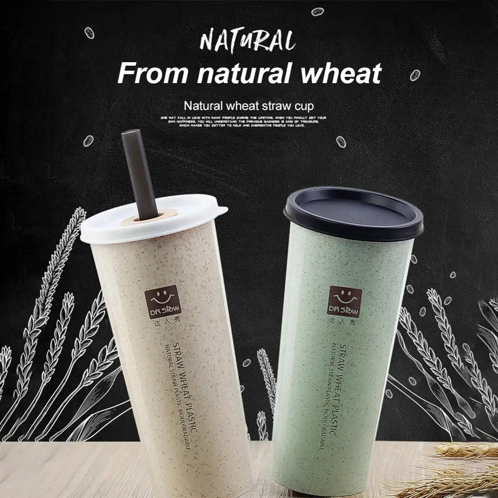 

Eco-friendly 450ml Straws Drinking Cup Unbreakable Reusable Wheat Fiber Straw Coffee Cup for Travel Office Home Accessories