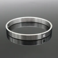 top quality luxury 8mm men cuff bracelet stainless steel zircon charm bangle bracelet for men simple bracelet fashion jewelry