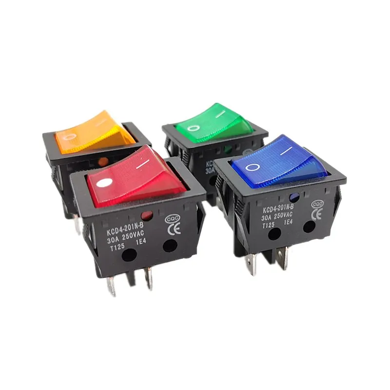KCD4-201N-B Электрический сварочный аппарат кулисный переключатель с красным, синим, зеленым, желтым светильник 30A 250VAC Электрический нагреватель печи переключатель 4Pin KCD4-201N-B Электрический сварочный аппарат кулисный переключатель с красным, синим, зеленым, желтым светильник 30A 250VAC Электрический нагреватель печи переключатель 4Pin