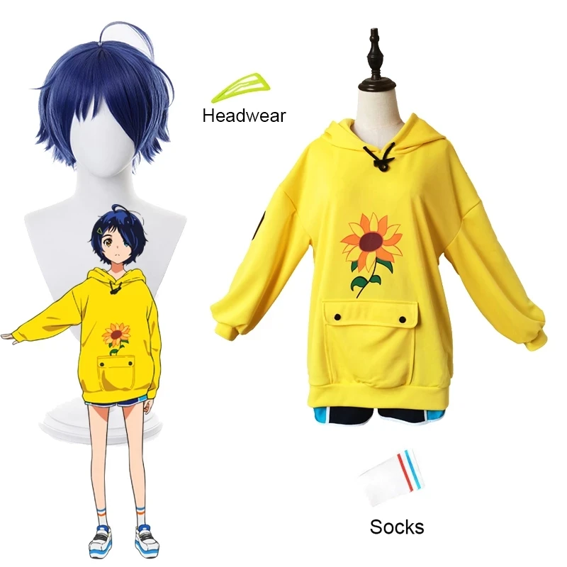 

Ohto Ai Cosplay Hoodie Wonder Egg Priority Costumes Ohto Ai Wigs Man Woman Hooded Sweater and Shorts Anime Costume