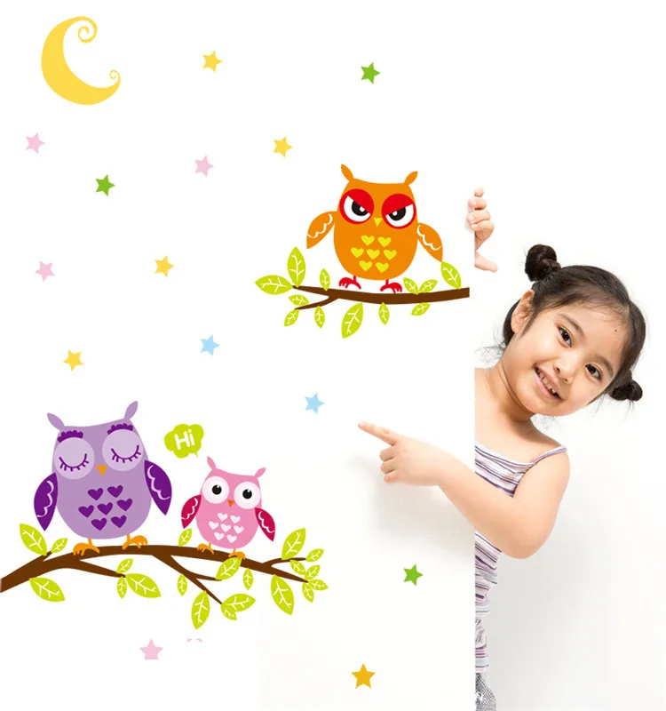 

Wallpaper Sticker Happy Removable Waterproof Cartoon Animal Owl Wall Sticker Kids Home Decor Wallpapers For Living Room