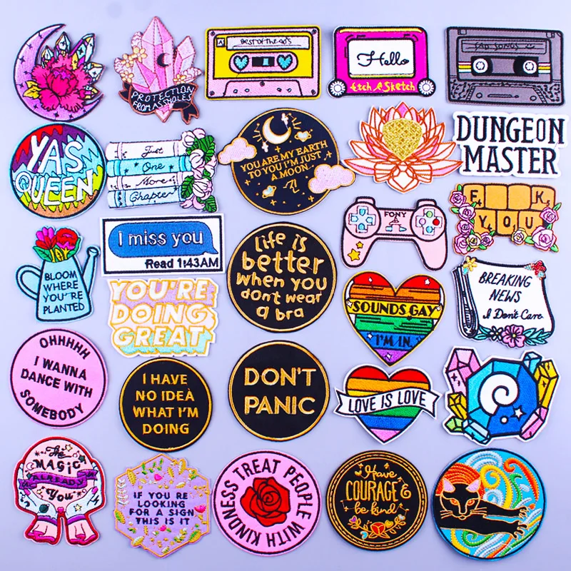 Термоклейкие нашивки с мультяшными надписями для одежды гей-сердцем хиппи