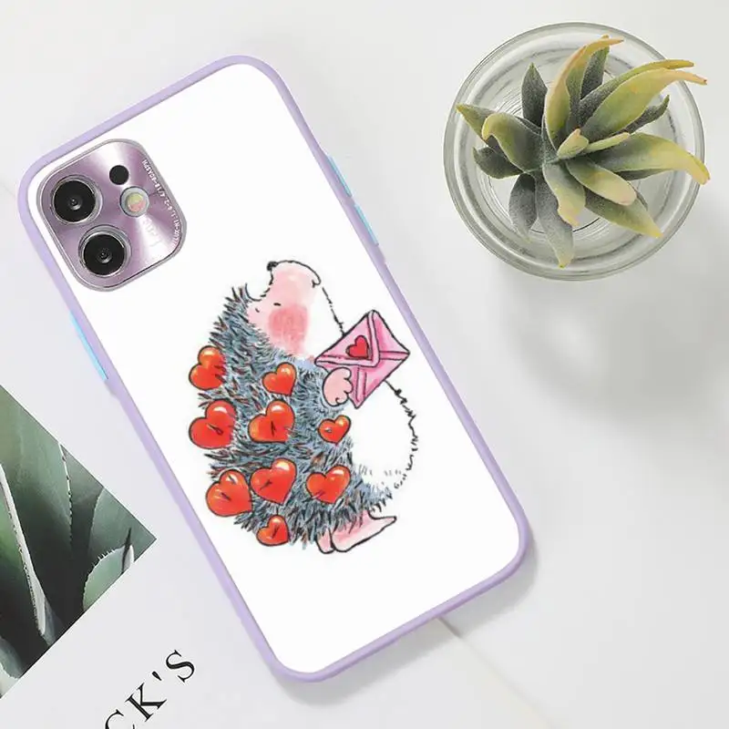 

Kawaii Hedgehog cute cartoon Phone Case Color Matte Transparent for iPhone 7 8 11 12 s mini pro X XS XR MAX Plus funda