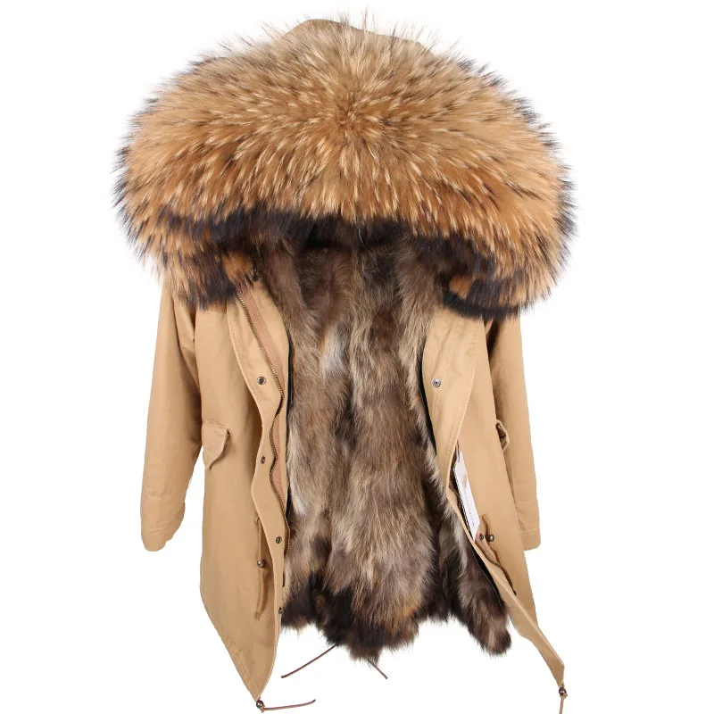 2022 Winter Coat Men Real Raccoon Fur Collar Hooded Jacket Real Fur Parka with Removable Fur Liner Long Warm Fashion Waterproof