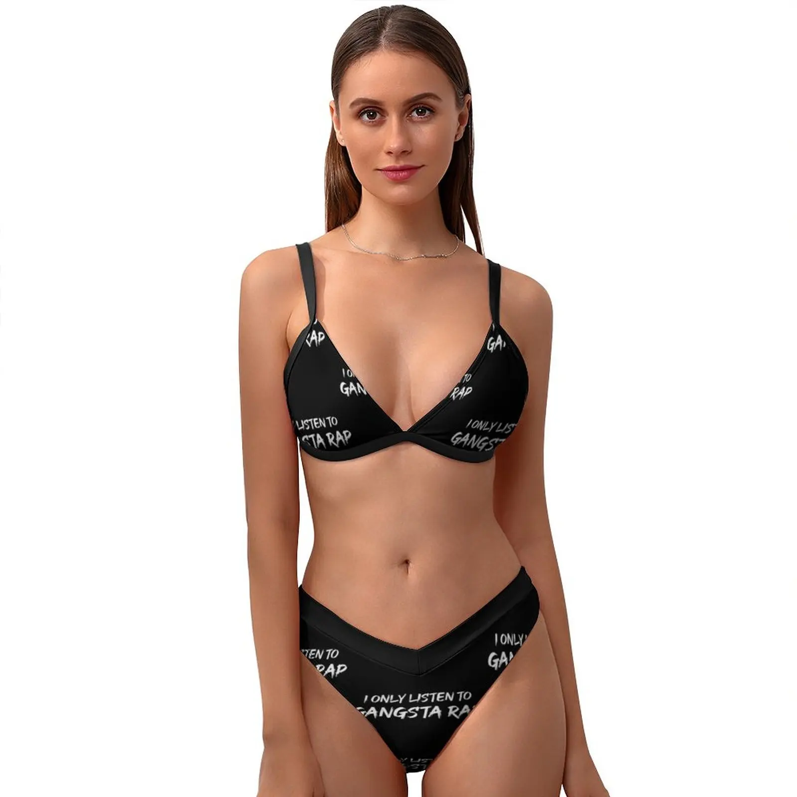 

Rap Bikini Swimsuit Deep V Multicolor Festival Swimwear Youth Wholesale Two Piece Bathing Suit