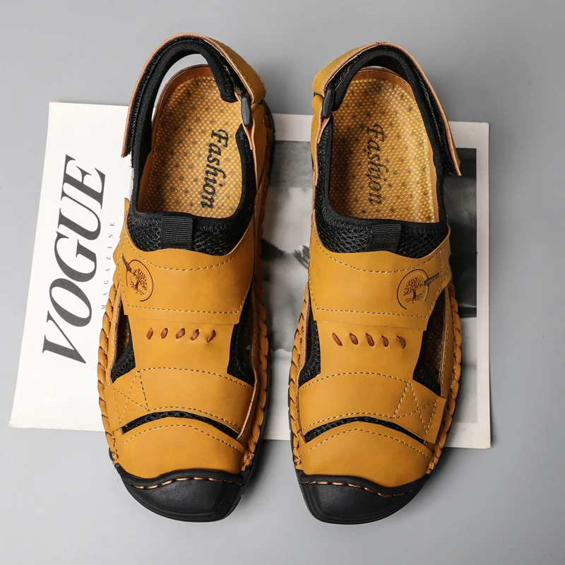 

Genuine Leather Men Shoes Summer Men's Sandals Men Sandals Fashion Slippers beach Fashion Outdoor Casuals Comfortable Sandals