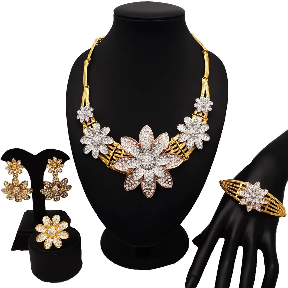 

Gold Big Jewelry Sets Women Wedding Long Necklace