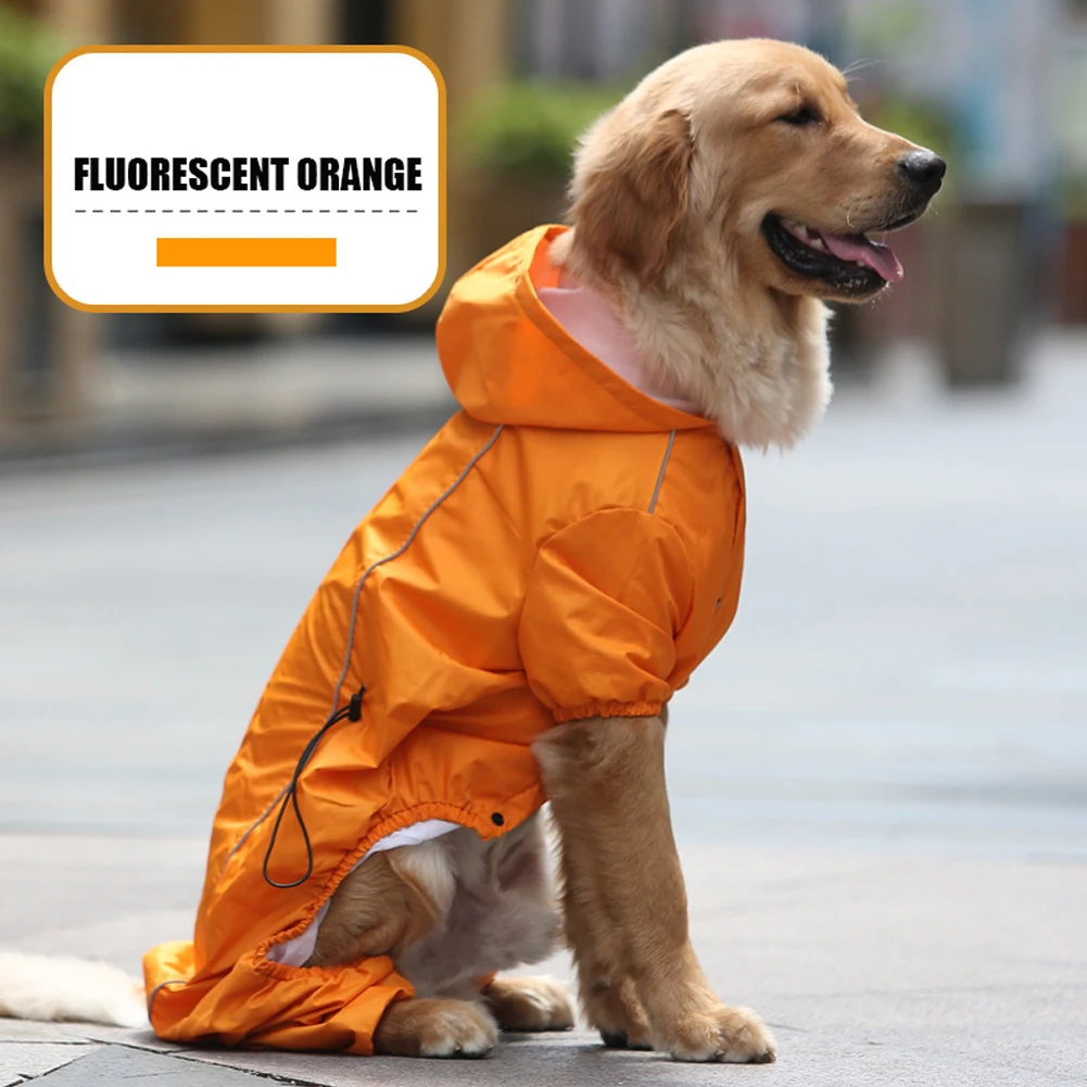 

Waterproof Fashion Solid Hooded Back Opening Costume Reflective Jacket Pet Supplies Sunscreen Button Breathable Dog Raincoat