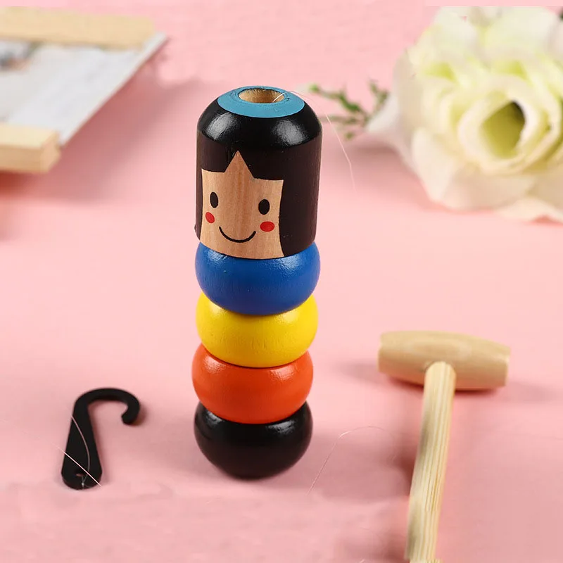 

1 Pcs Creative Tumbler Magic Stubborn Wood Man Unbreakable Toys Magic Tricks Close-up Stage Immovable Doll Funny Toys Gifts