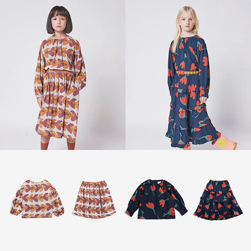 

PRE-SALE Girls T-shirts Long-sleeved and Skirts Bc 2021 Autumn Children's Cute Printed Top Skirt Suit Baby 1-11yrs Clothes