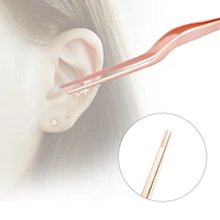 1pc rose gold stainless steel curved tweezer ear cleaning remover wax nose clip health care makeup cosmetic tools