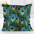Чехол для подушки blesslife с перьями павлина, бирюзовая декоративная блестящая наволочка с птицей, Cojin