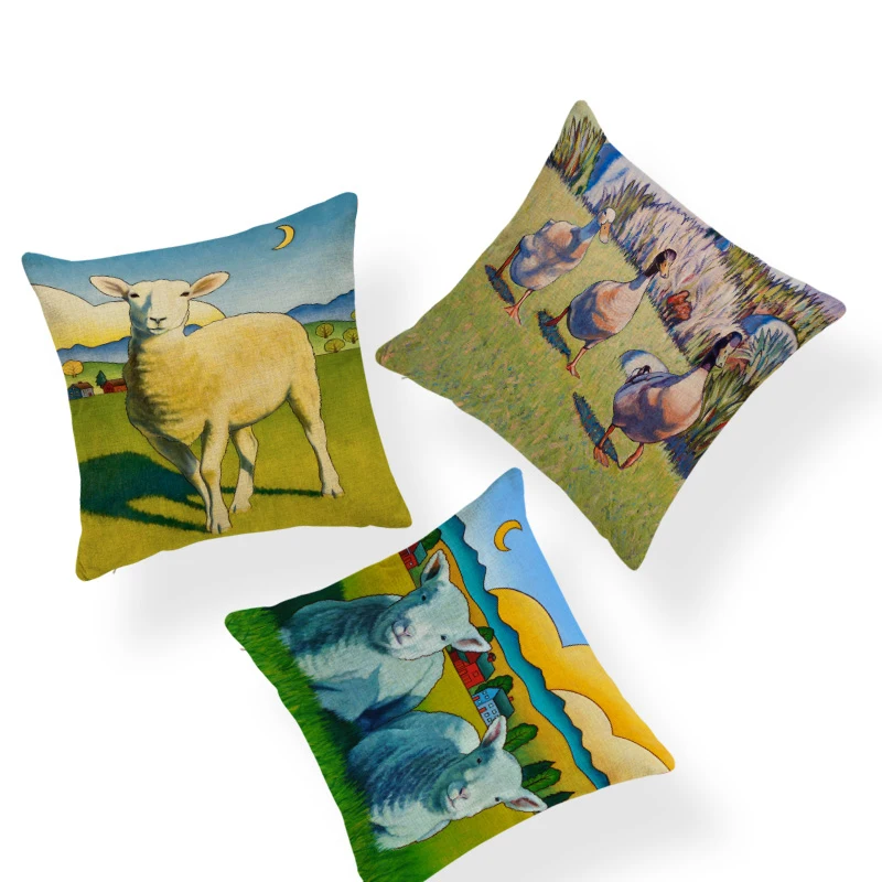 Мультяшная Подушка на заказ овечка луна поросенок животное мультфильм наволочка