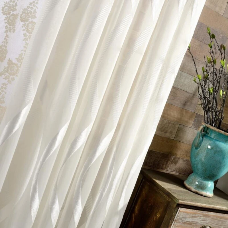 Жаккардовые шторы белая прозрачная вуаль для окон Современная гостиная спальня
