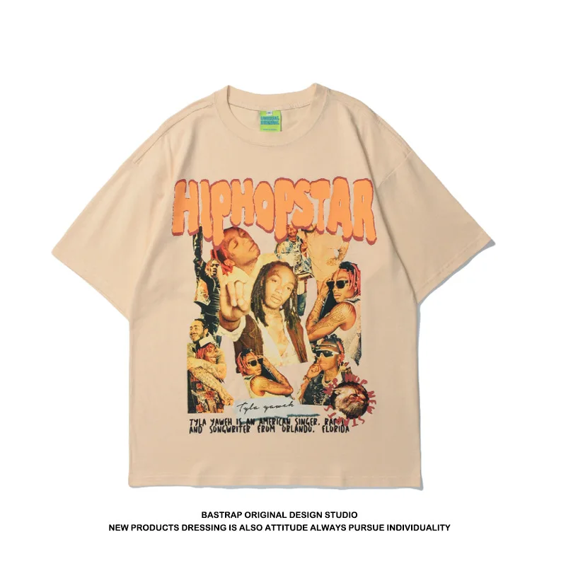 

European and American fashion brand hip hop singer printing hiphop hip hop summer short-sleeved couple t-shirt