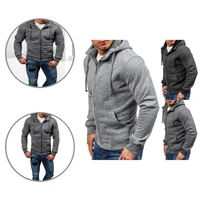 popular men coat solid color streetwear zipper ribbed cuff sweatshirt sweatshirt men coat
