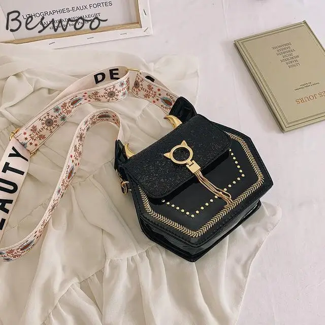 

Retro Stylish Shoulder Bag PU Leather Solid Color Frosting Flap Crossbody Bags Fashion Cute Cat Tassel Designer Bags for Women