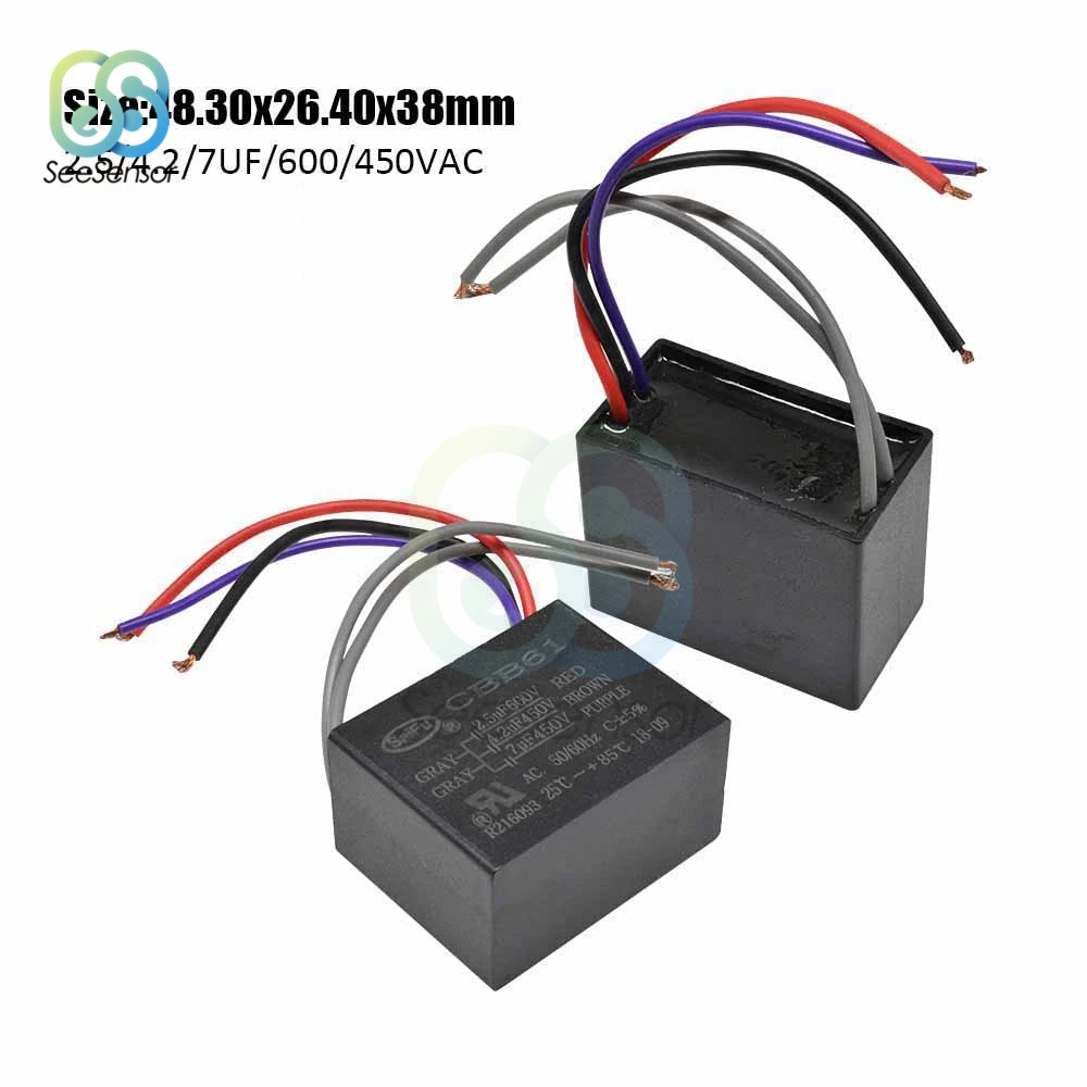 CBB61 пусковая емкость AC вентилятор конденсатор 2 5 мкФ + 4 7 600V 450V проводов CBB