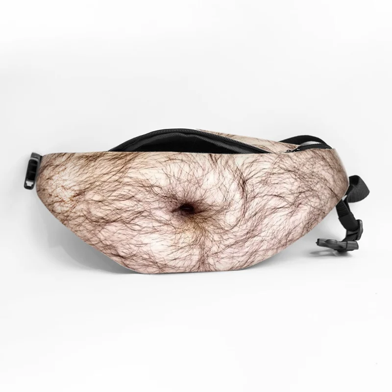 A Сумка на ремне модная новинка персональная имитация большой живот задник карманы мужской черный дизайн живота молния один поясной пакет 42*19 см - Цвет: A