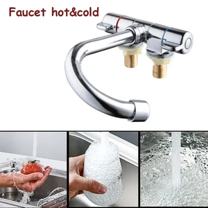 folding hot cold faucet attachment sets word handle control camper rv bathroom kitchen faucet mixer tap practical car accessorie free global shipping