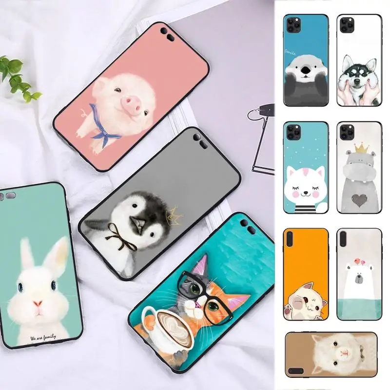 

Pink Pig Cat dog Bear Rabbit Phone Case for iphone 13 8 7 6 6S Plus X 5S SE 2020 XR 11 12 pro XS MAX