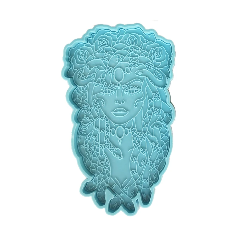

Snake Girl Coaster Epoxy Resin Mold Cup Mat Mug Pad Silicone Mould DIY Crafts Jewelry Home Decorations Casting Tool