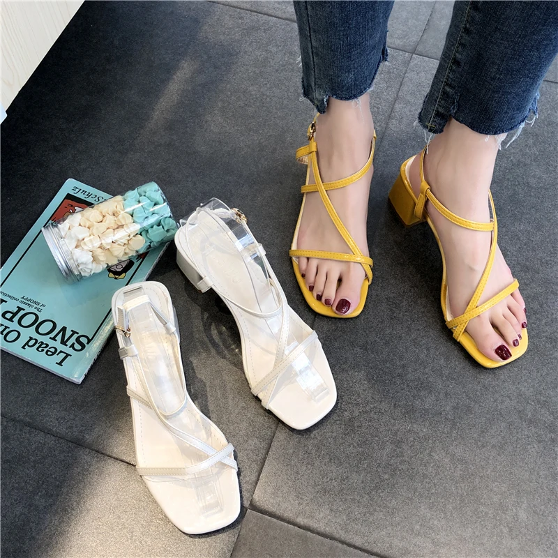 Новые модные летние женские босоножки пикантные Модные римские сандалии на