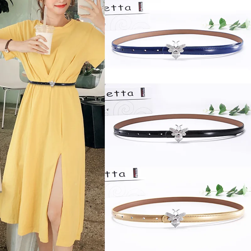 

delicate Women's Belt fashion design Women Metal Buckle Adjustable Genuine Leather waistband Jeans thin soft Waist Belts dress