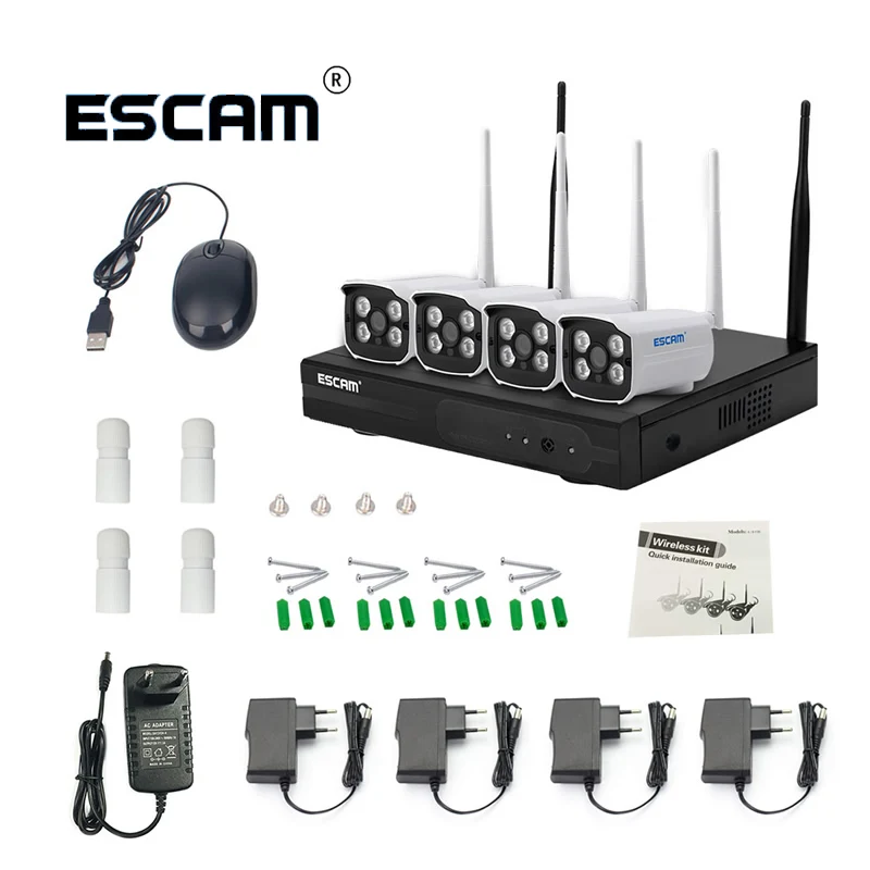 Система видеонаблюдения ESCAM WNK403 4 канала 720P ночное видение | Безопасность и защита