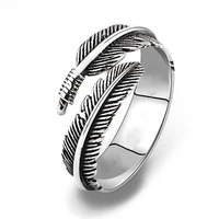 minimalist retro silver adjustable personality feather arrow open ring feather butterfly branch finger ring ladies jewelry