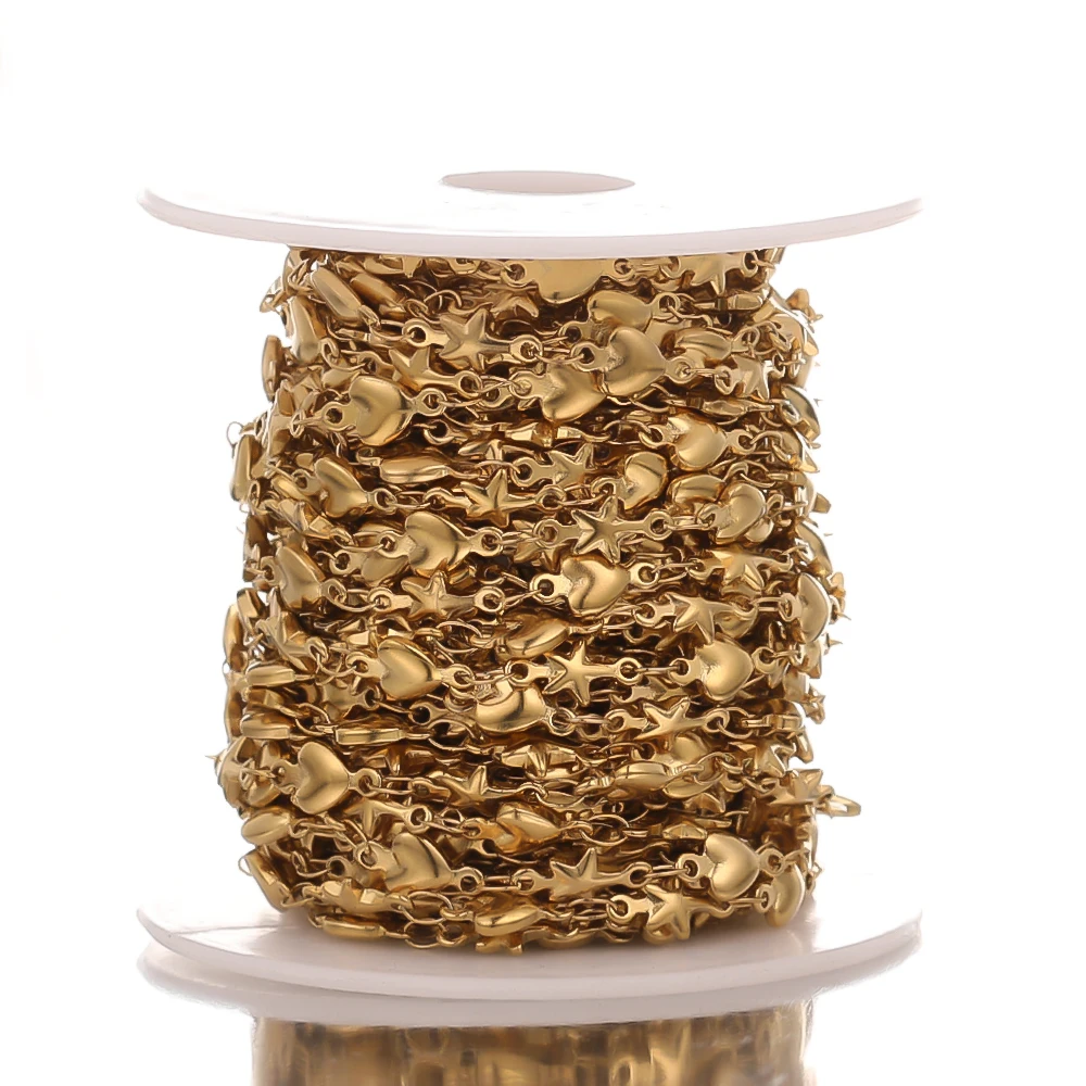 1 метр нержавеющая сталь Звезда Цепочки с сердечком оптом DIY фурнитура для колье